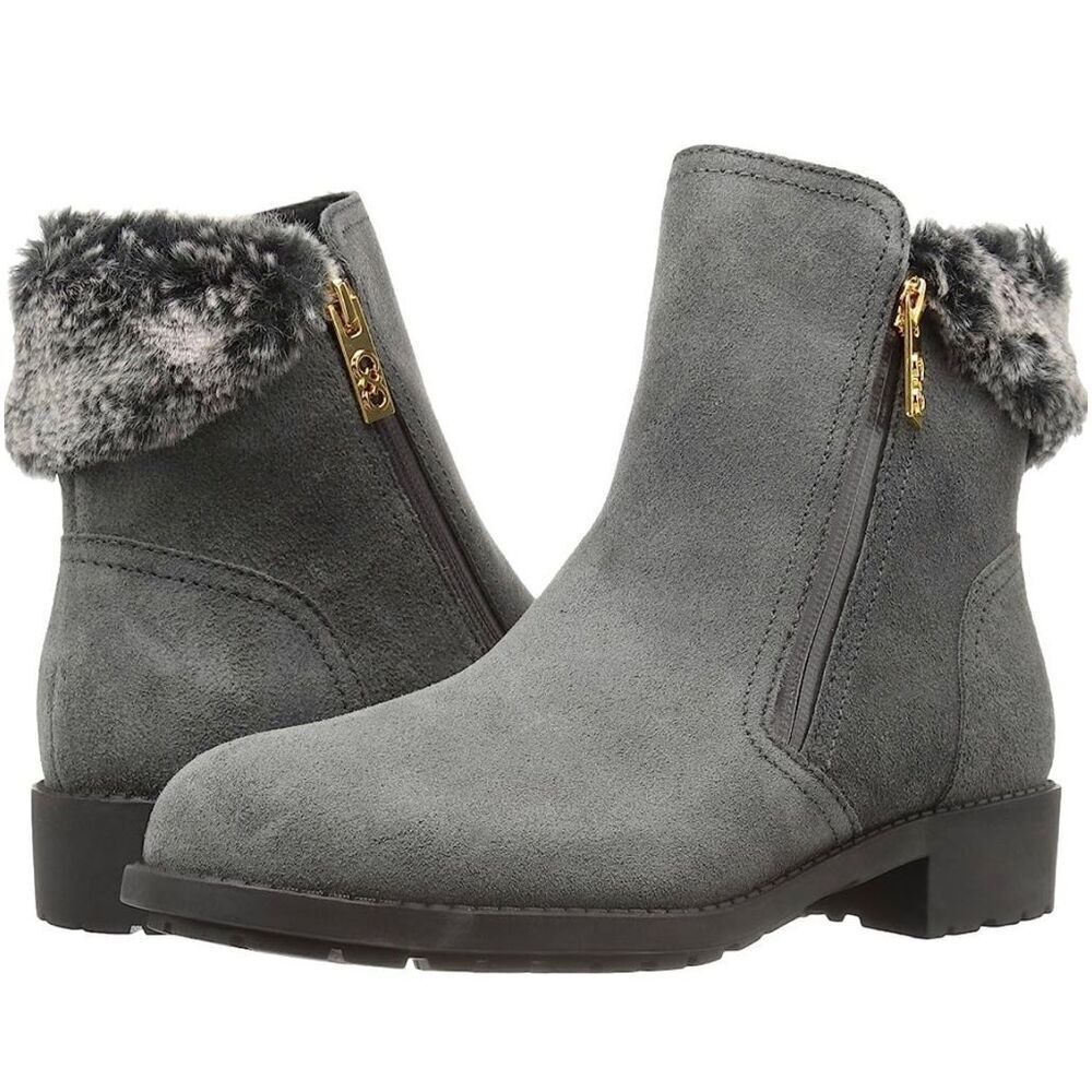 Women's Cole Haan Quinney Waterproof Ankle Boots Shoes Grey Zipper size 6.5B